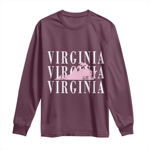 Virginia State Map Long Sleeve Shirt East Coast State Pride Travel Gift TS14 Maroon Print Your Wear
