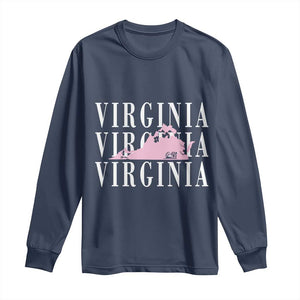 Virginia State Map Long Sleeve Shirt East Coast State Pride Travel Gift TS14 Navy Print Your Wear