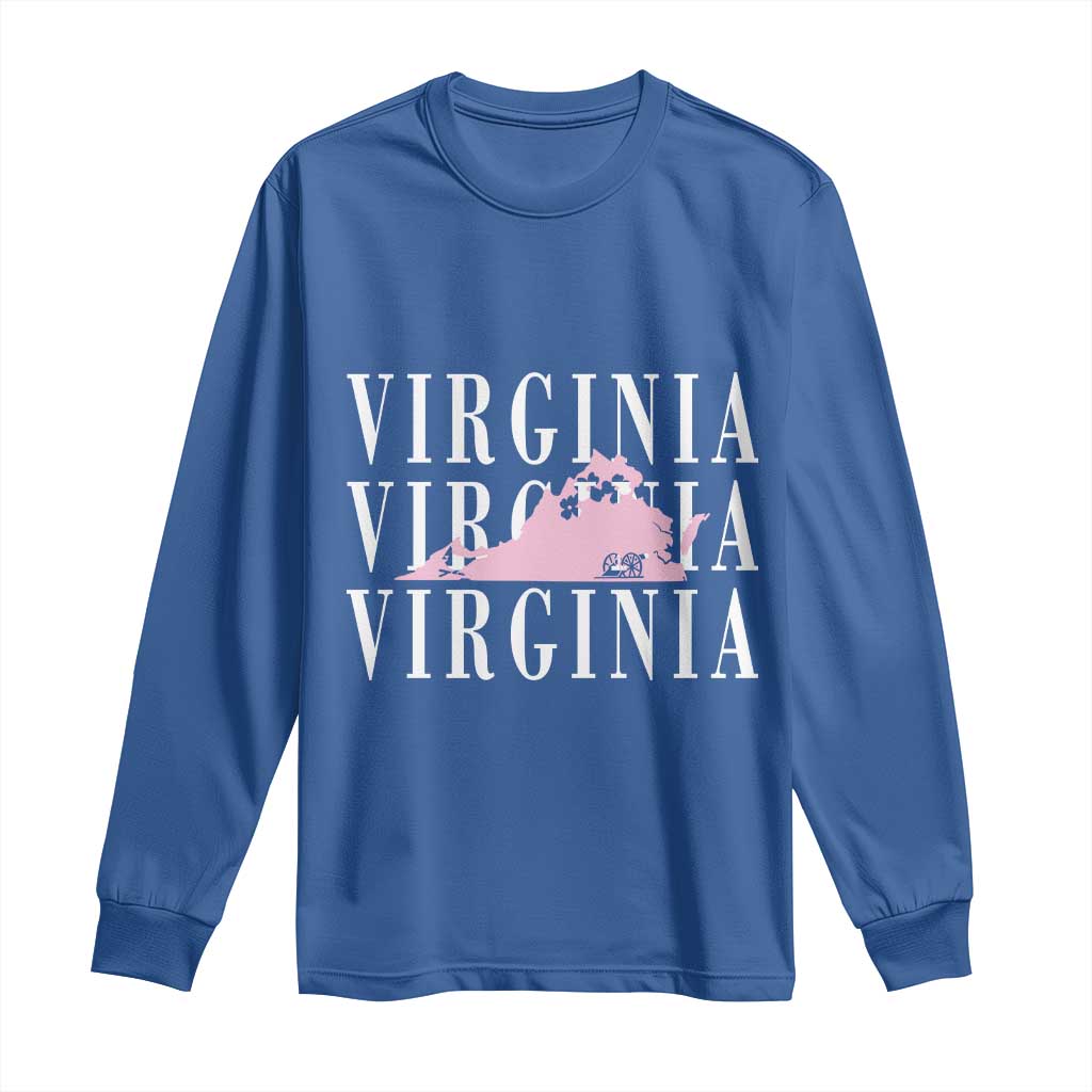 Virginia State Map Long Sleeve Shirt East Coast State Pride Travel Gift TS14 Royal Blue Print Your Wear
