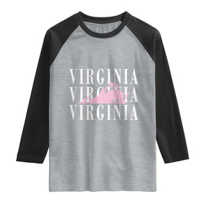 Virginia State Map Raglan Shirt East Coast State Pride Travel Gift TS14 Heather Gray Black Print Your Wear