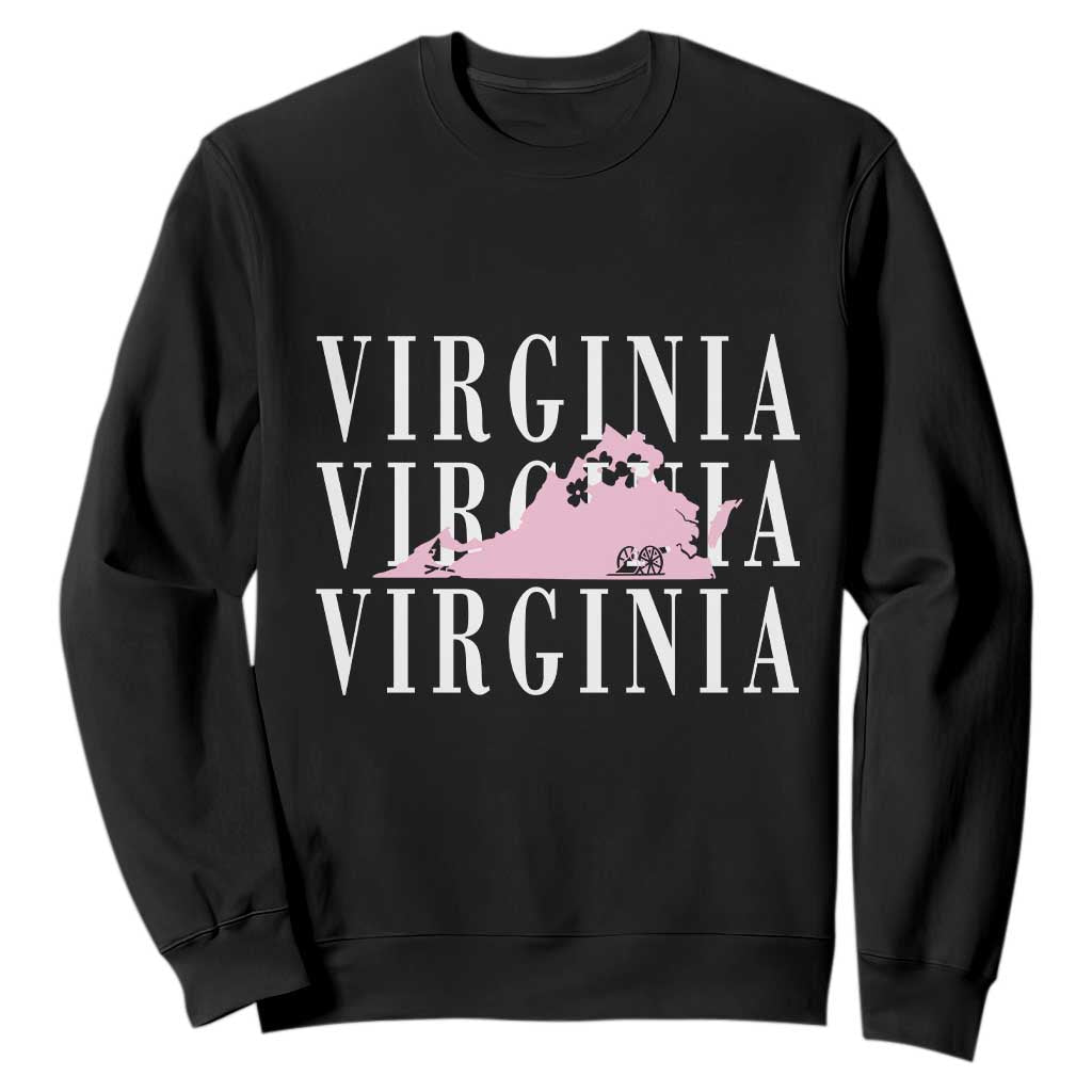 Virginia State Map Sweatshirt East Coast State Pride Travel Gift TS14 Black Print Your Wear