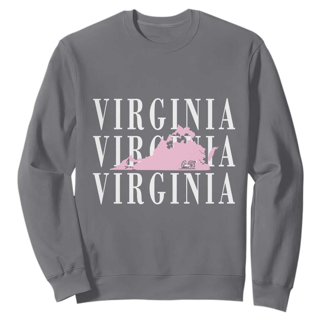 Virginia State Map Sweatshirt East Coast State Pride Travel Gift TS14 Charcoal Print Your Wear