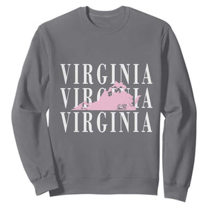 Virginia State Map Sweatshirt East Coast State Pride Travel Gift TS14 Charcoal Print Your Wear