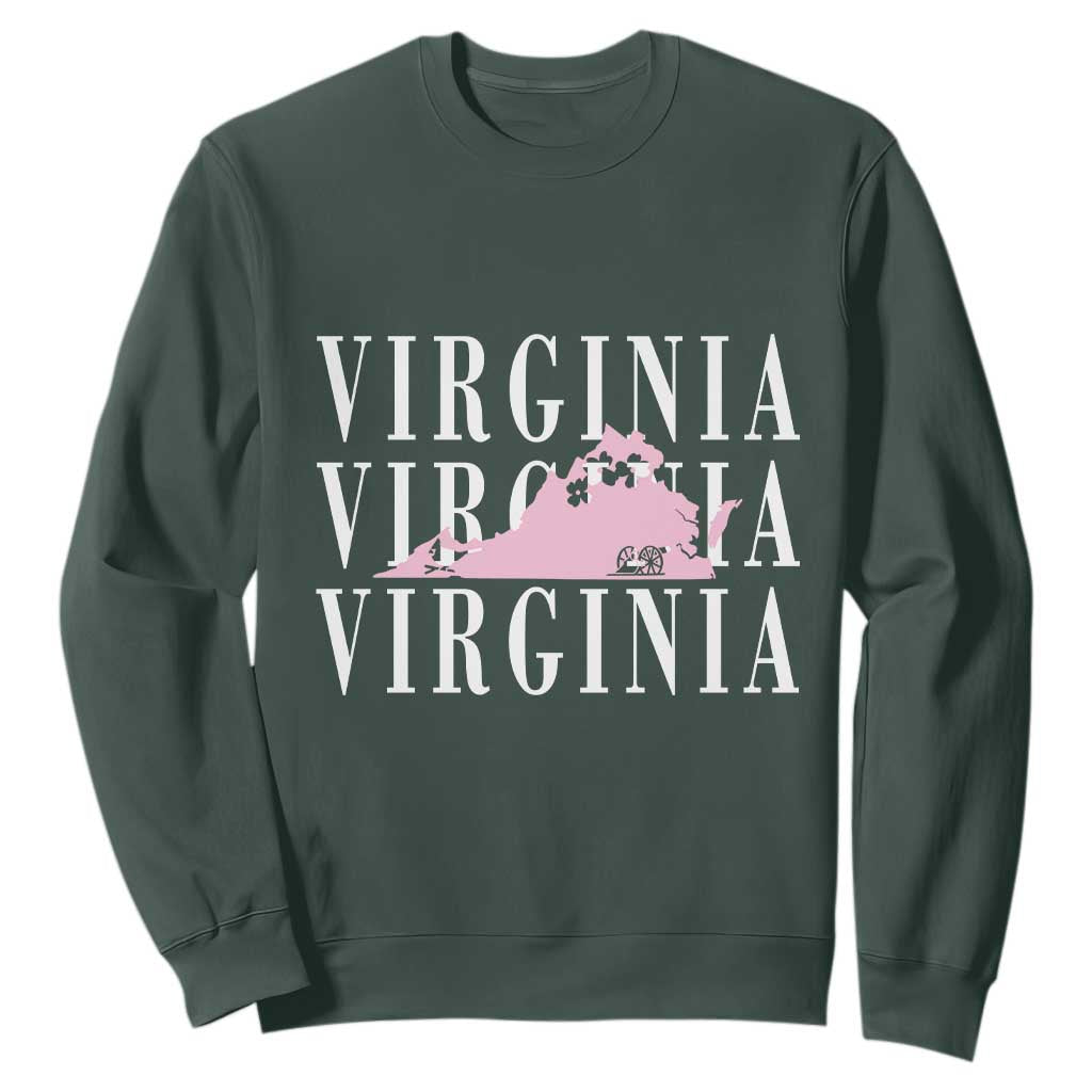 Virginia State Map Sweatshirt East Coast State Pride Travel Gift TS14 Dark Forest Green Print Your Wear