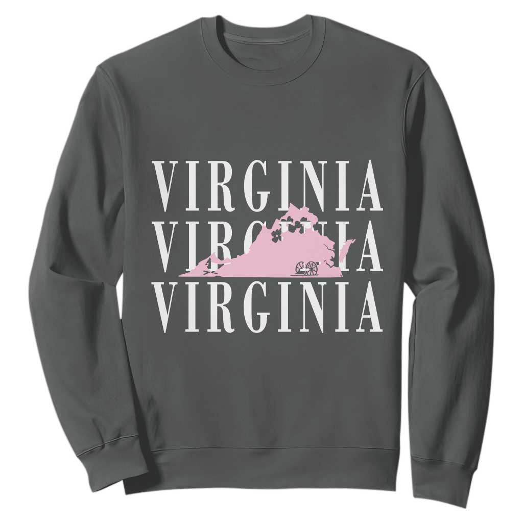 Virginia State Map Sweatshirt East Coast State Pride Travel Gift TS14 Dark Heather Print Your Wear