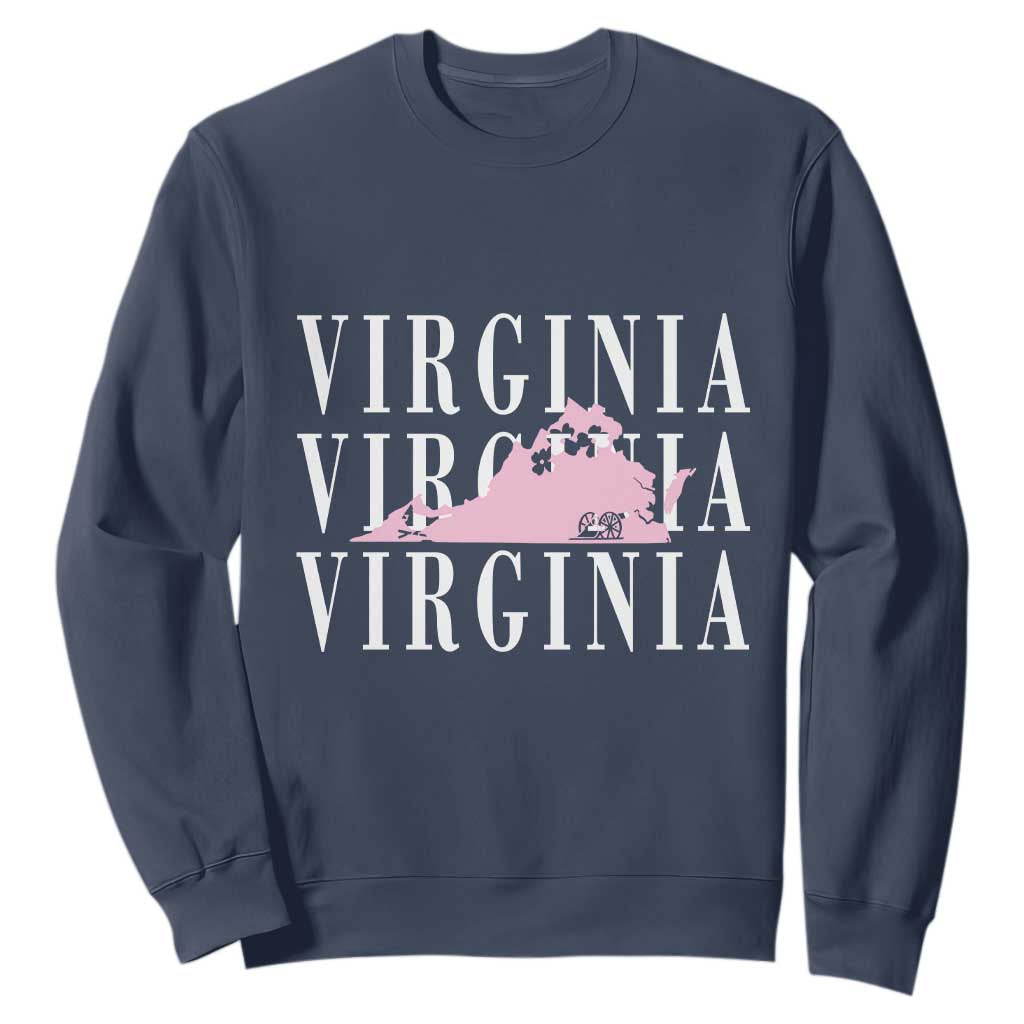 Virginia State Map Sweatshirt East Coast State Pride Travel Gift TS14 Navy Print Your Wear
