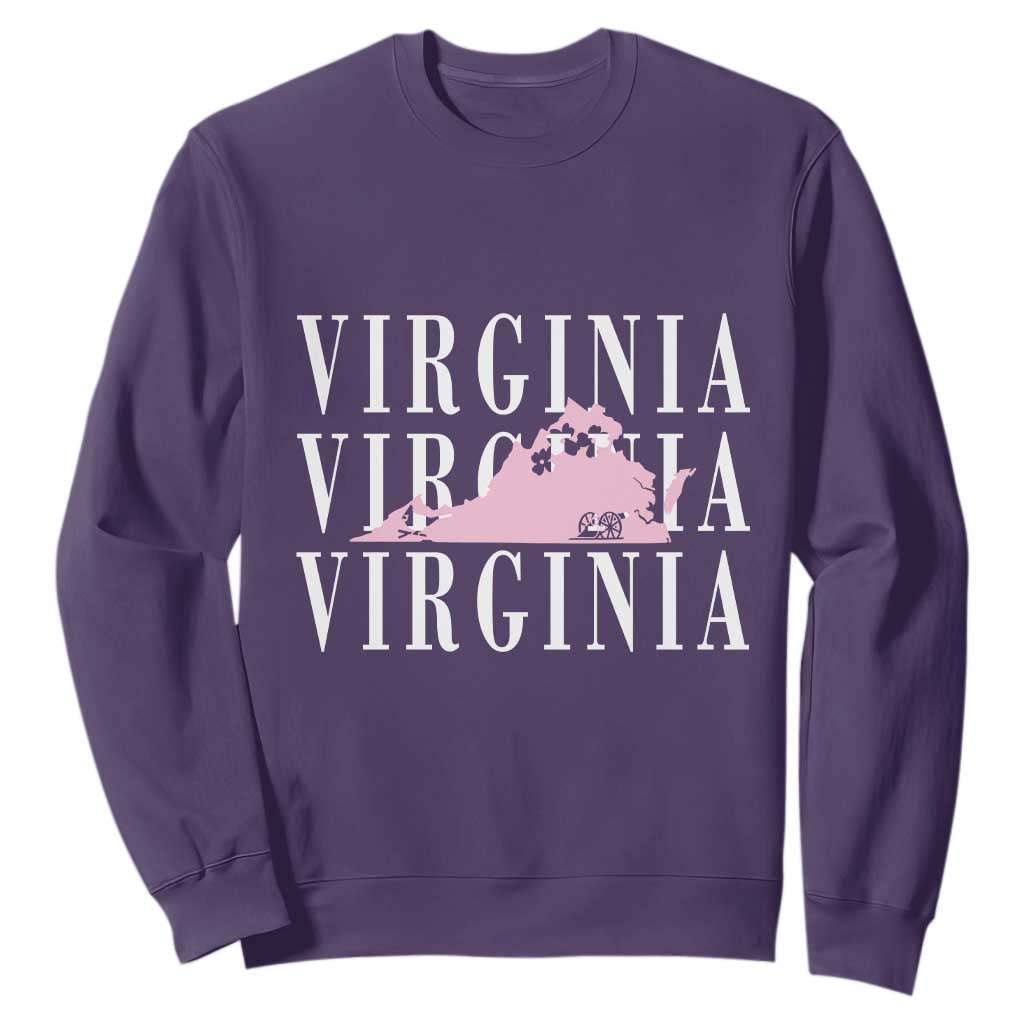 Virginia State Map Sweatshirt East Coast State Pride Travel Gift TS14 Purple Print Your Wear