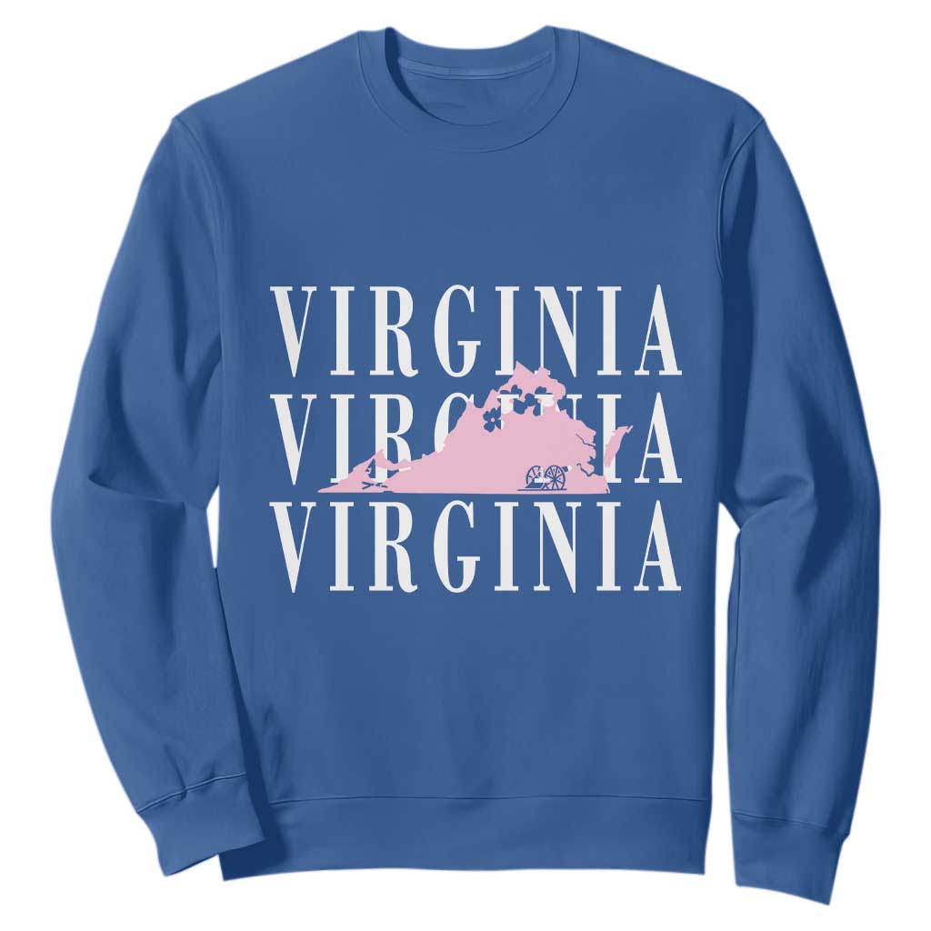 Virginia State Map Sweatshirt East Coast State Pride Travel Gift TS14 Royal Blue Print Your Wear