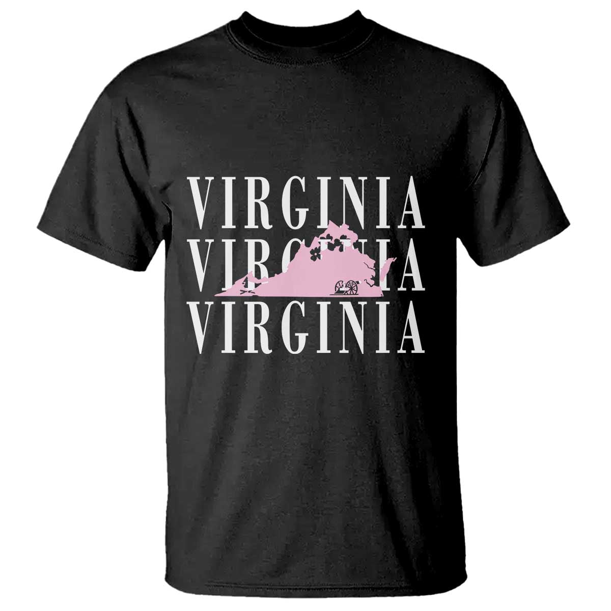 Virginia State Map T Shirt East Coast State Pride Travel Gift TS14 Black Print Your Wear