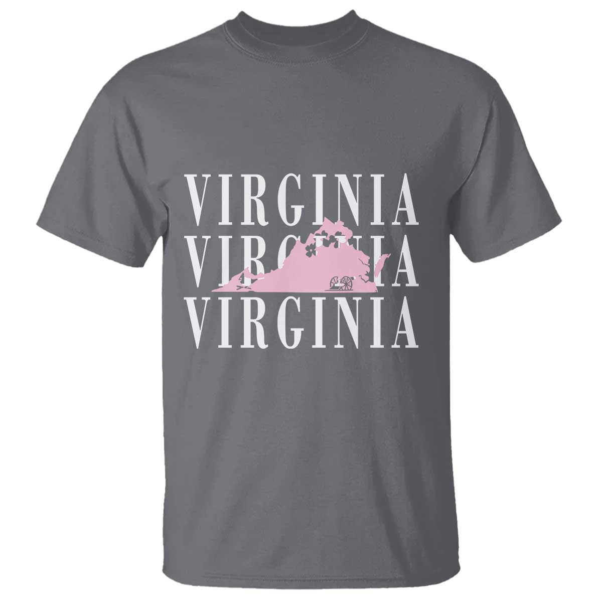 Virginia State Map T Shirt East Coast State Pride Travel Gift TS14 Charcoal Print Your Wear