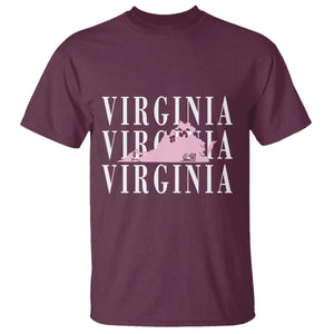 Virginia State Map T Shirt East Coast State Pride Travel Gift TS14 Maroon Print Your Wear