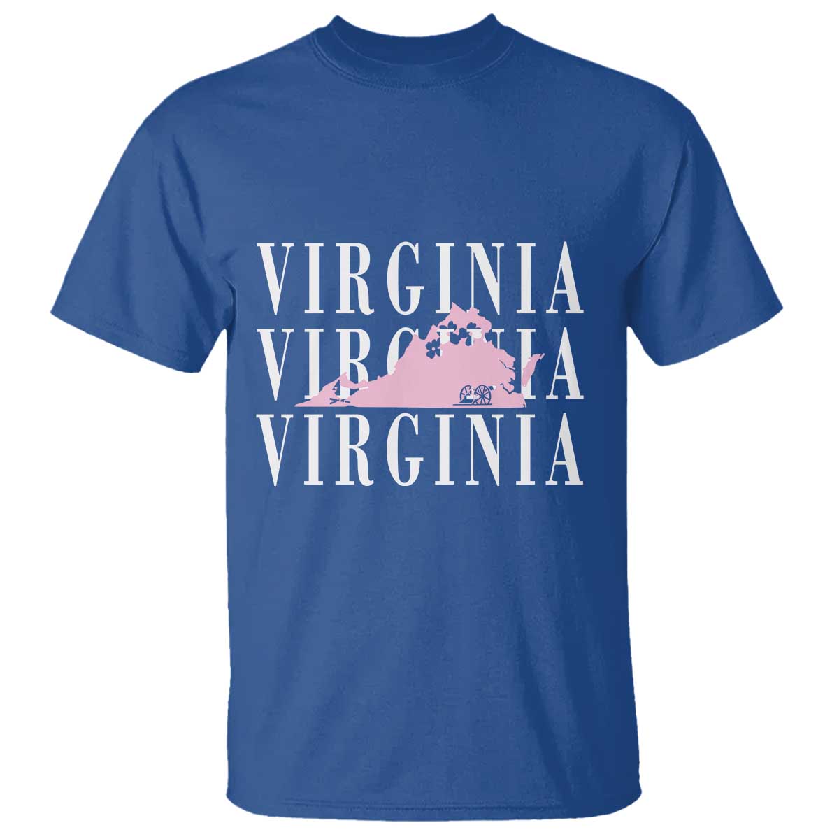 Virginia State Map T Shirt East Coast State Pride Travel Gift TS14 Royal Blue Print Your Wear