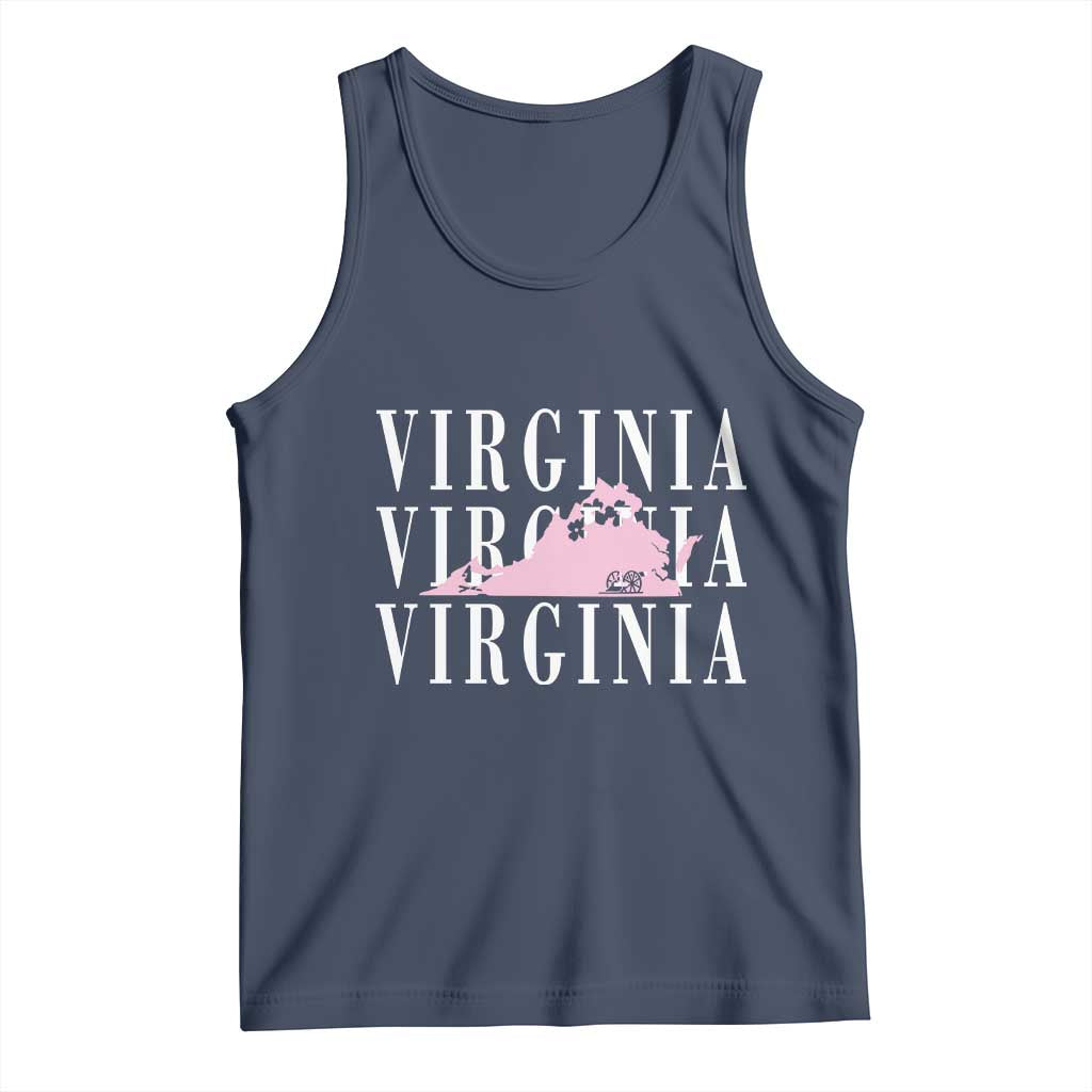 Virginia State Map Tank Top East Coast State Pride Travel Gift TS14 Navy Print Your Wear