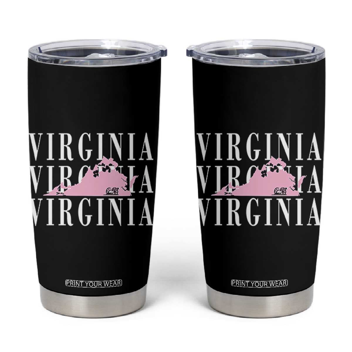 Virginia State Map Tumbler Cup East Coast State Pride Travel Gift TS14 Black Print Your Wear