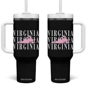 Virginia State Map Tumbler With Handle East Coast State Pride Travel Gift TS14 One Size: 40 oz Black Print Your Wear
