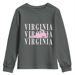 Virginia State Map Youth Sweatshirt East Coast State Pride Travel Gift TS14 Dark Heather Print Your Wear