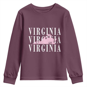 Virginia State Map Youth Sweatshirt East Coast State Pride Travel Gift TS14 Maroon Print Your Wear