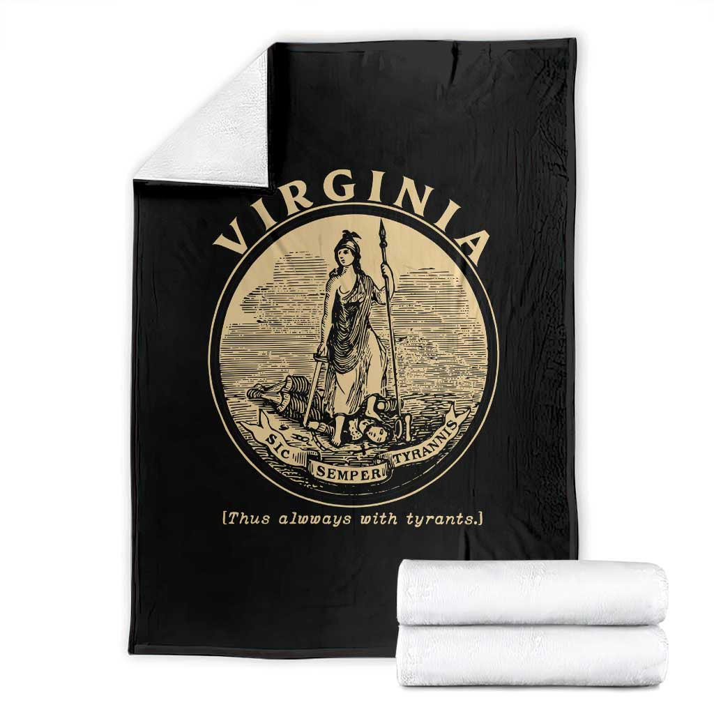 Vintage Virginia Motto Sic Semper Tyrannis Throw Blanket TS14 Black Print Your Wear
