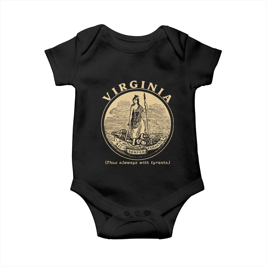 Vintage Virginia Motto Sic Semper Tyrannis Baby Onesie TS14 Black Print Your Wear