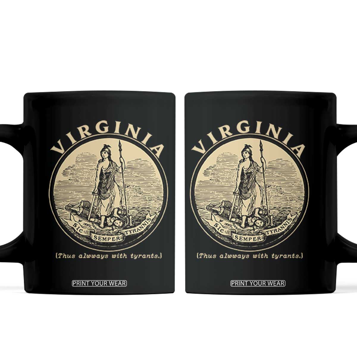 Vintage Virginia Motto Sic Semper Tyrannis Coffee Mug TS14 Black Print Your Wear