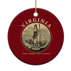 Vintage Virginia Motto Sic Semper Tyrannis Ceramic Ornament TS14 1pc Red Print Your Wear