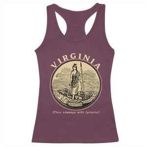 Vintage Virginia Motto Sic Semper Tyrannis Racerback Tank Top TS14 Maroon Print Your Wear