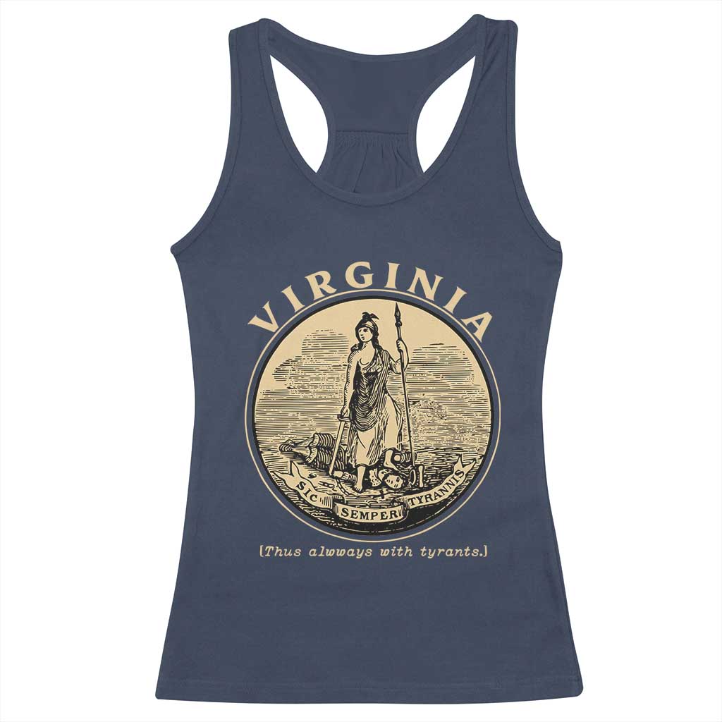 Vintage Virginia Motto Sic Semper Tyrannis Racerback Tank Top TS14 Navy Print Your Wear
