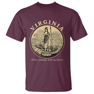 Vintage Virginia Motto Sic Semper Tyrannis T Shirt TS14 Maroon Print Your Wear