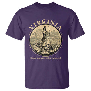 Vintage Virginia Motto Sic Semper Tyrannis T Shirt TS14 Purple Print Your Wear
