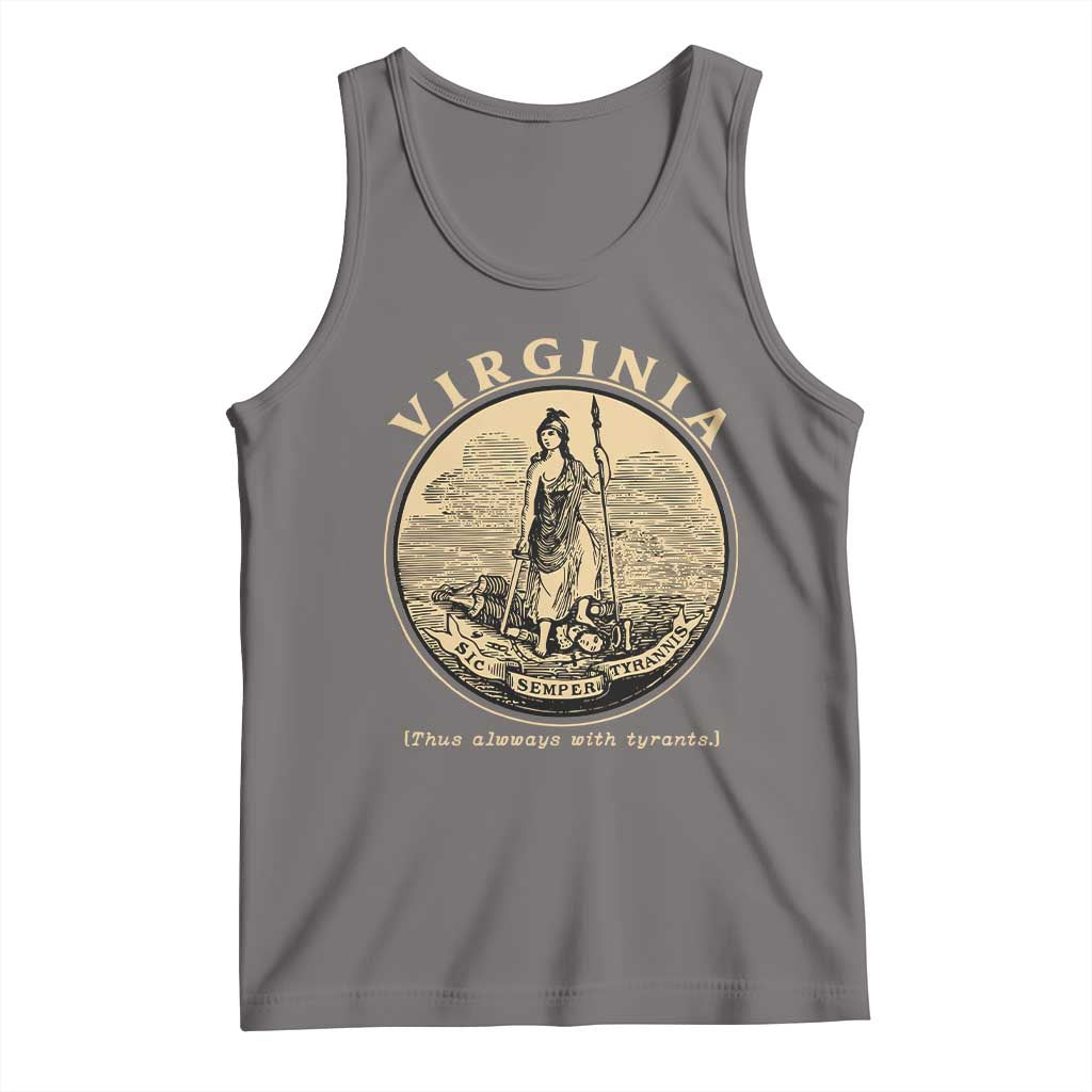 Vintage Virginia Motto Sic Semper Tyrannis Tank Top TS14 Deep Heather Print Your Wear