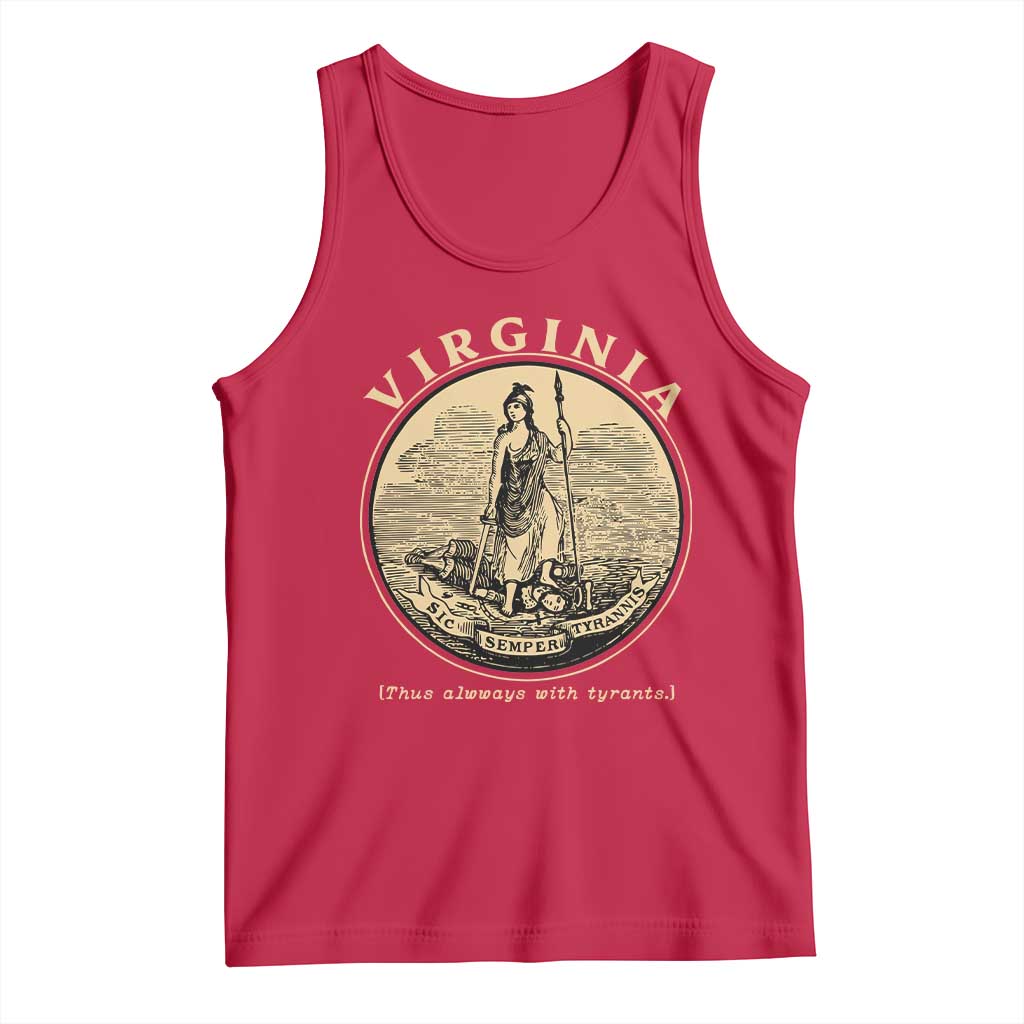 Vintage Virginia Motto Sic Semper Tyrannis Tank Top TS14 Red Print Your Wear