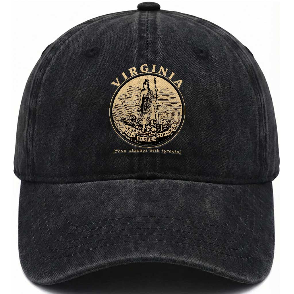 Vintage Virginia Motto Sic Semper Tyrannis Washed Cotton Baseball Cap TS14 Print Your Wear