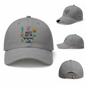 Meet Me in Virginia Baseball Cap Travel Souvenir East Coast State Pride TS14 Baseball Cap Universal Fit Sport Gray Print Your Wear