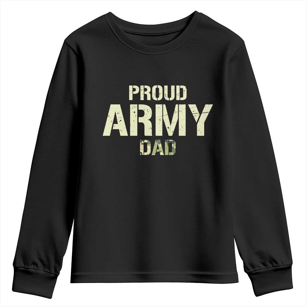 Proud Army Dad Youth Sweatshirt Military Camo American Flag Father's Day TS14 Black Print Your Wear