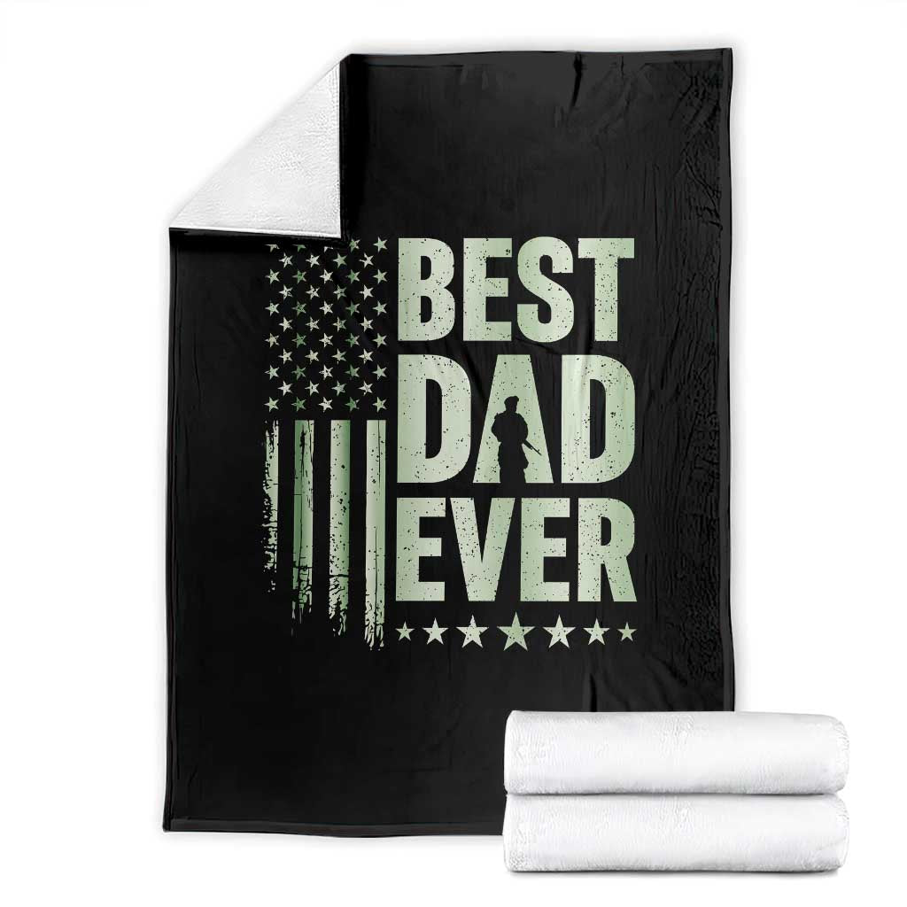 Best Dad Ever Throw Blanket Military Camo American Flag Father's Day TS14 Black Print Your Wear