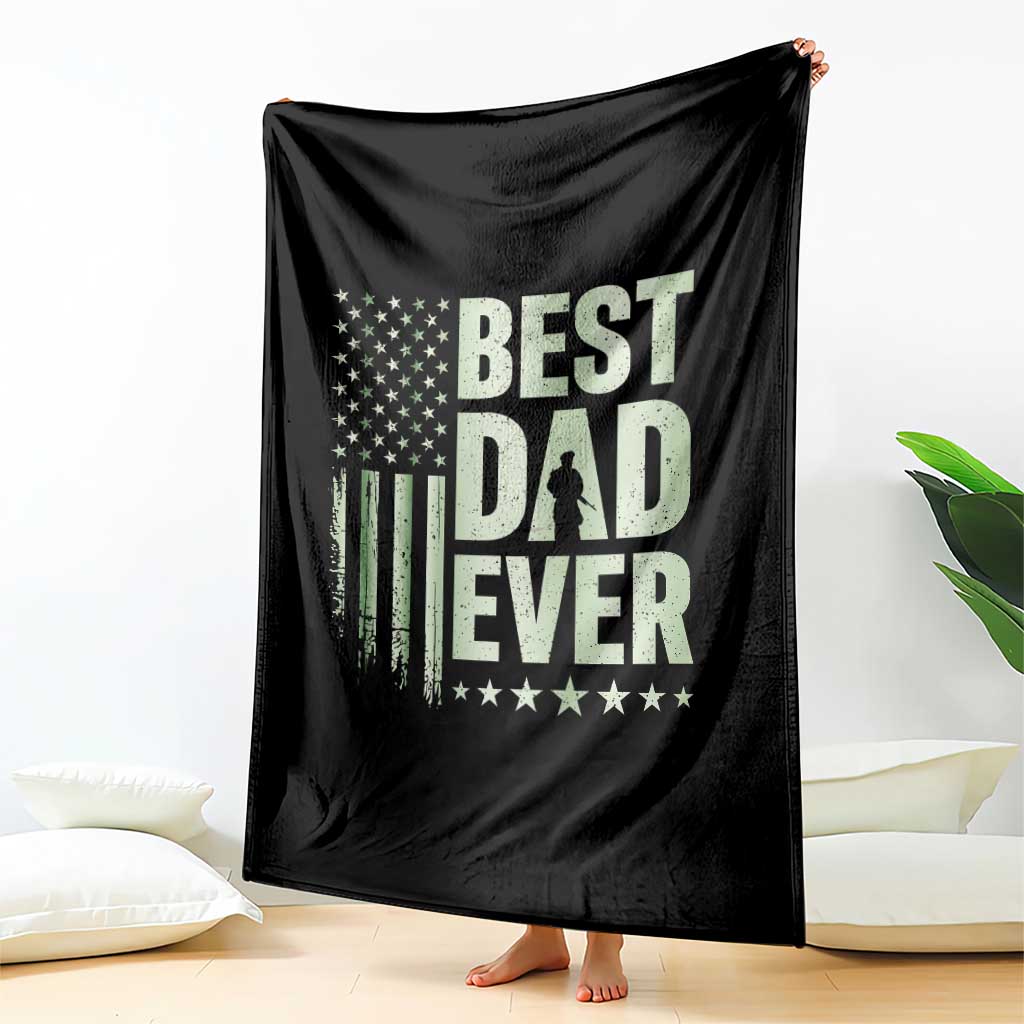 Best Dad Ever Throw Blanket Military Camo American Flag Father's Day TS14 Print Your Wear