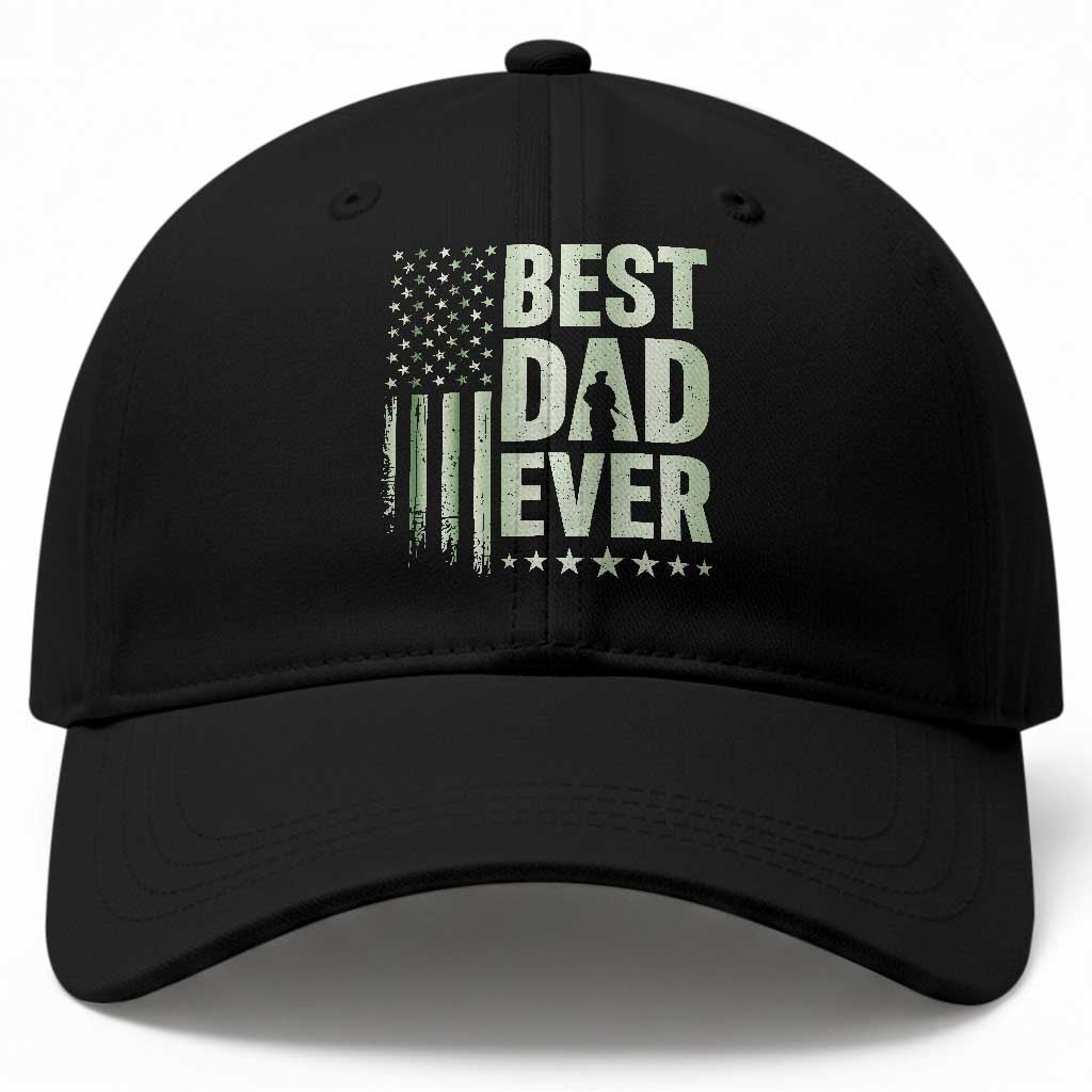 Best Dad Ever Baseball Cap Military Camo American Flag Father's Day TS14 Print Your Wear