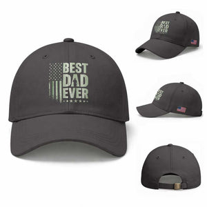 Best Dad Ever Baseball Cap Military Camo American Flag Father's Day TS14 Baseball Cap Universal Fit Dark Gray Print Your Wear