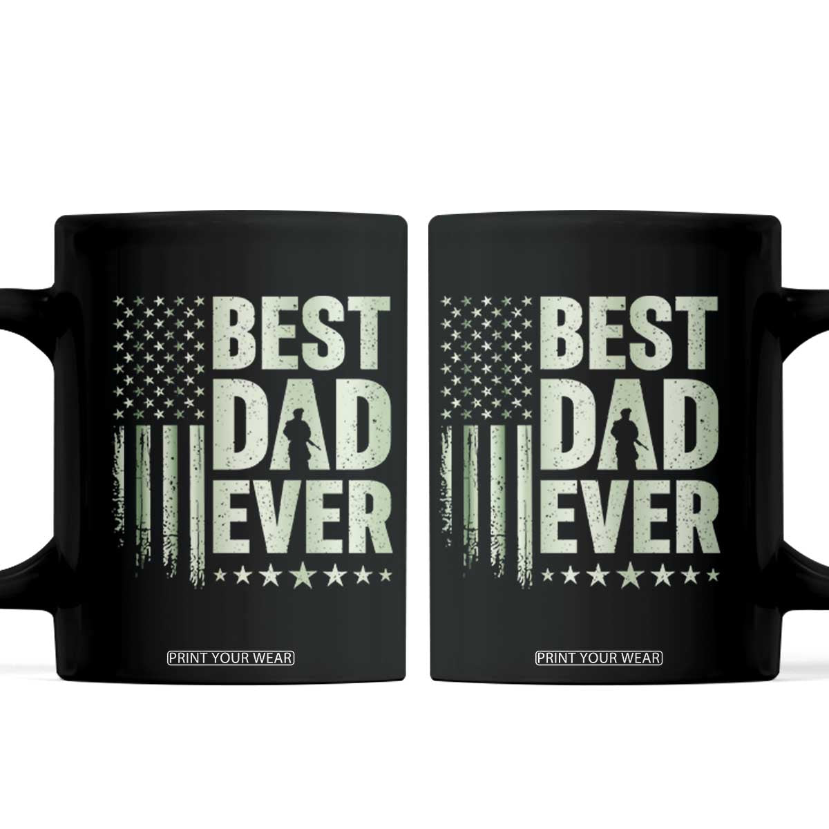 Best Dad Ever Coffee Mug Military Camo American Flag Father's Day TS14 Black Print Your Wear