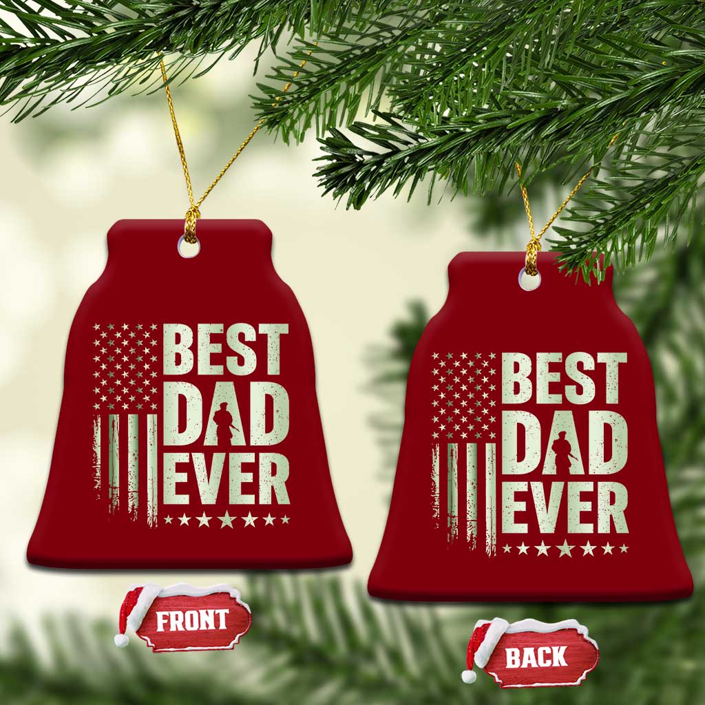Best Dad Ever Ceramic Ornament Military Camo American Flag Father's Day TS14 Print Your Wear