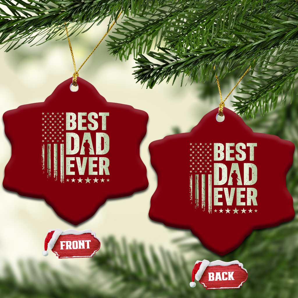 Best Dad Ever Ceramic Ornament Military Camo American Flag Father's Day TS14 Print Your Wear