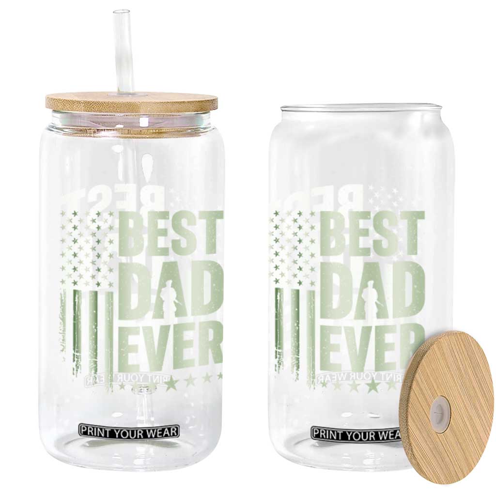 Best Dad Ever Glass Can Military Camo American Flag Father's Day TS14 Print Your Wear