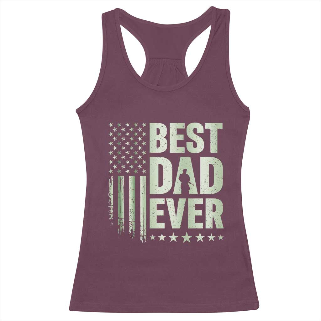 Best Dad Ever Racerback Tank Top Military Camo American Flag Father's Day TS14 Maroon Print Your Wear