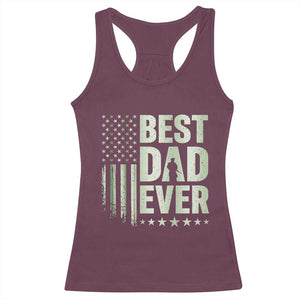 Best Dad Ever Racerback Tank Top Military Camo American Flag Father's Day TS14 Maroon Print Your Wear