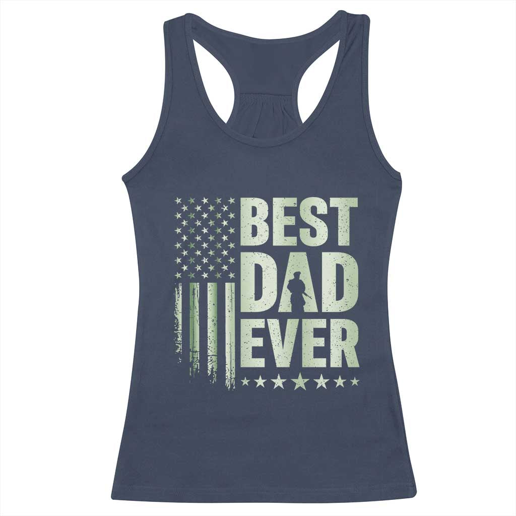 Best Dad Ever Racerback Tank Top Military Camo American Flag Father's Day TS14 Navy Print Your Wear