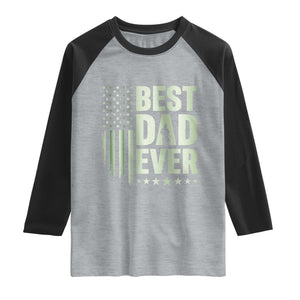 Best Dad Ever Raglan Shirt Military Camo American Flag Father's Day TS14 Heather Gray Black Print Your Wear