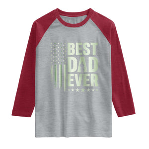 Best Dad Ever Raglan Shirt Military Camo American Flag Father's Day TS14 Heather Gray Heather Red Print Your Wear