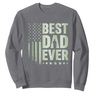 Best Dad Ever Sweatshirt Military Camo American Flag Father's Day TS14 Charcoal Print Your Wear