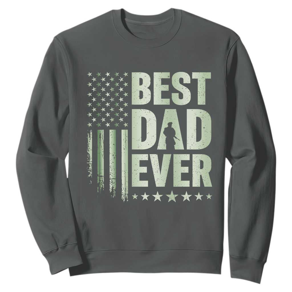 Best Dad Ever Sweatshirt Military Camo American Flag Father's Day TS14 Dark Heather Print Your Wear