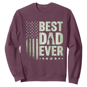 Best Dad Ever Sweatshirt Military Camo American Flag Father's Day TS14 Maroon Print Your Wear